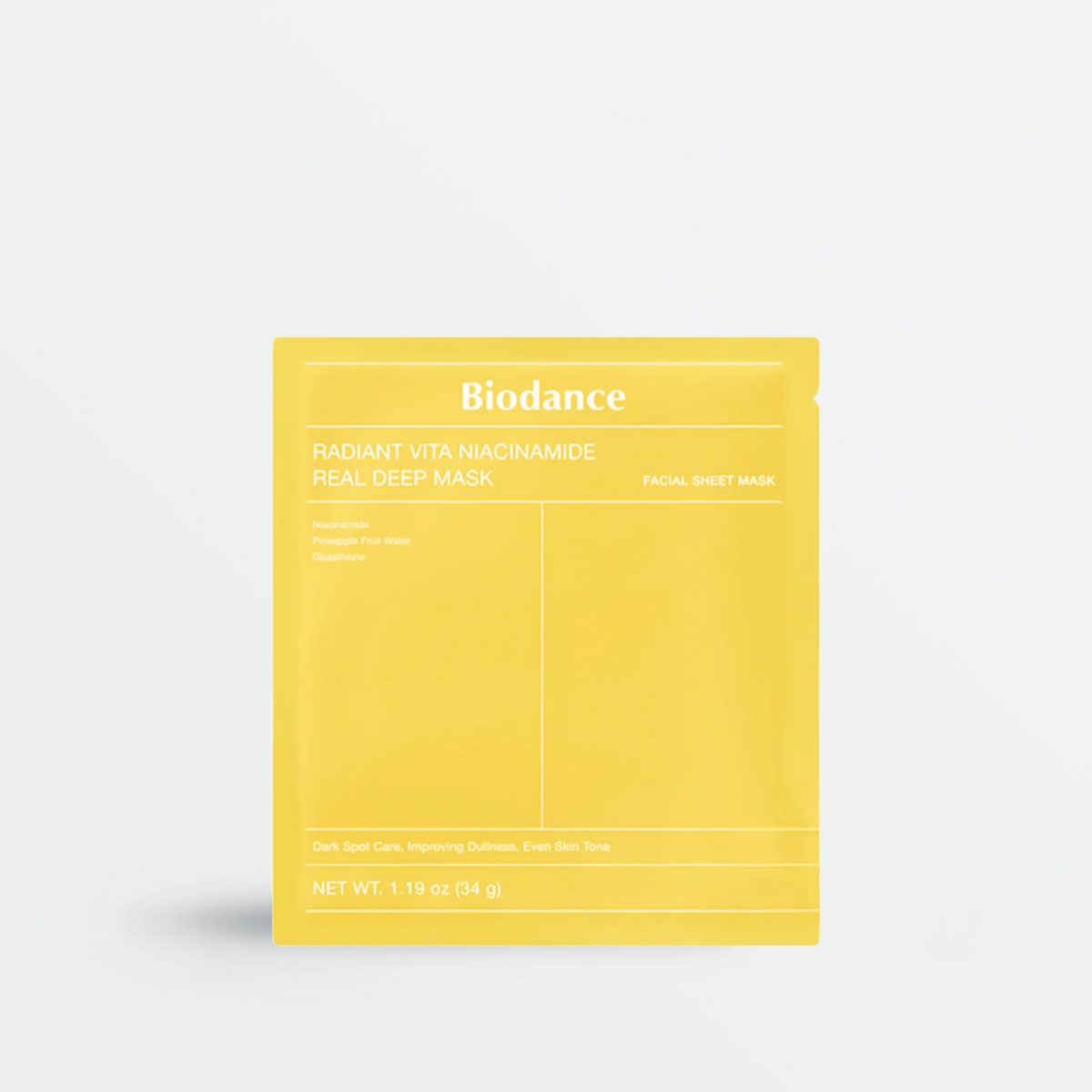Biodance Radiant Vita Niacinamide Real Deep Mask – Masque hydrogel éclat à la niacinamide