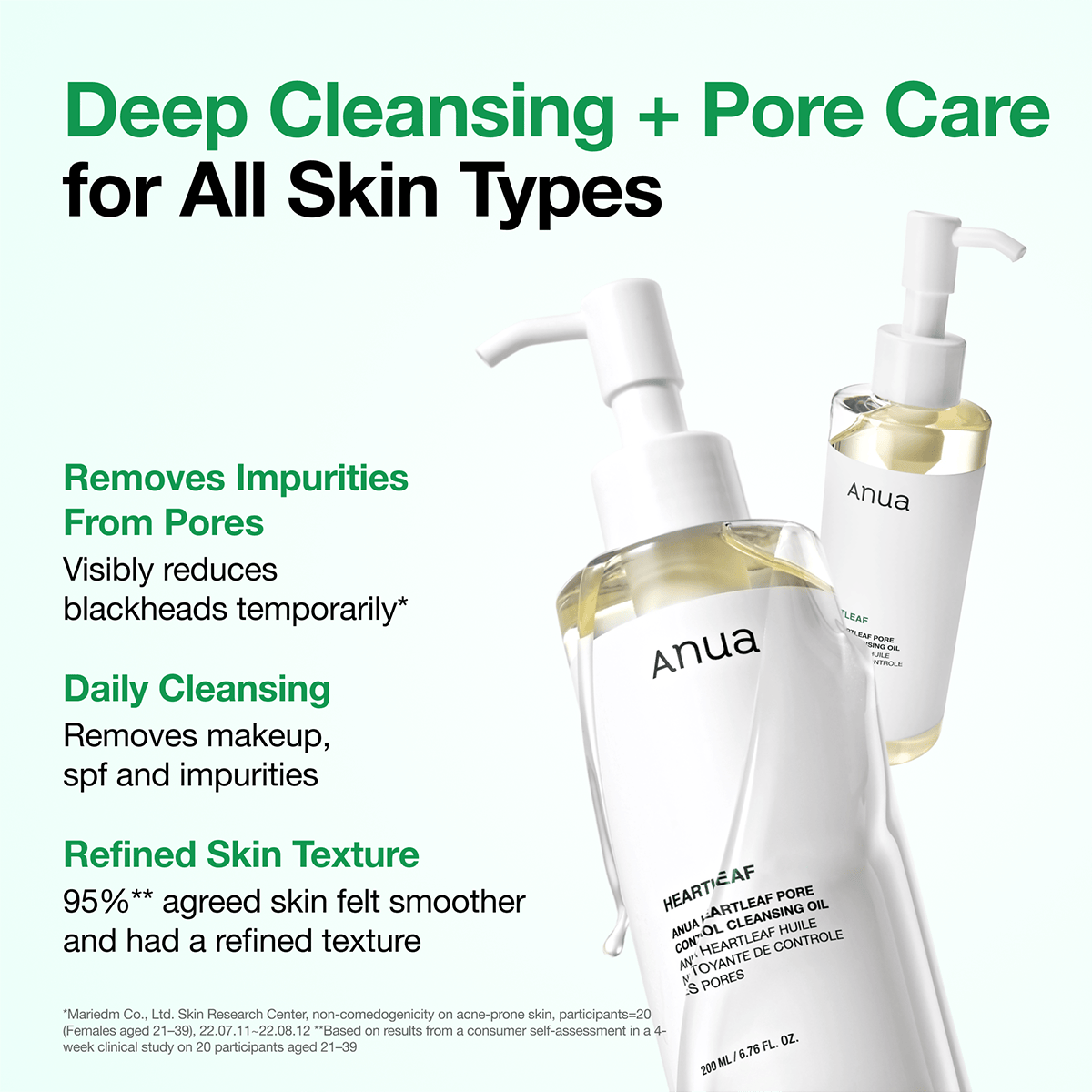 Nettoyage en profondeur des pores avec l'huile ANUA Heartleaf Pore Control Cleansing Oil