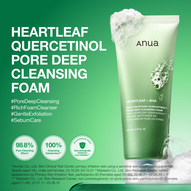 Mousse nettoyante ANUA Heartleaf Quercetinol Pore Deep Cleansing Foam : nettoyage profond des pores
