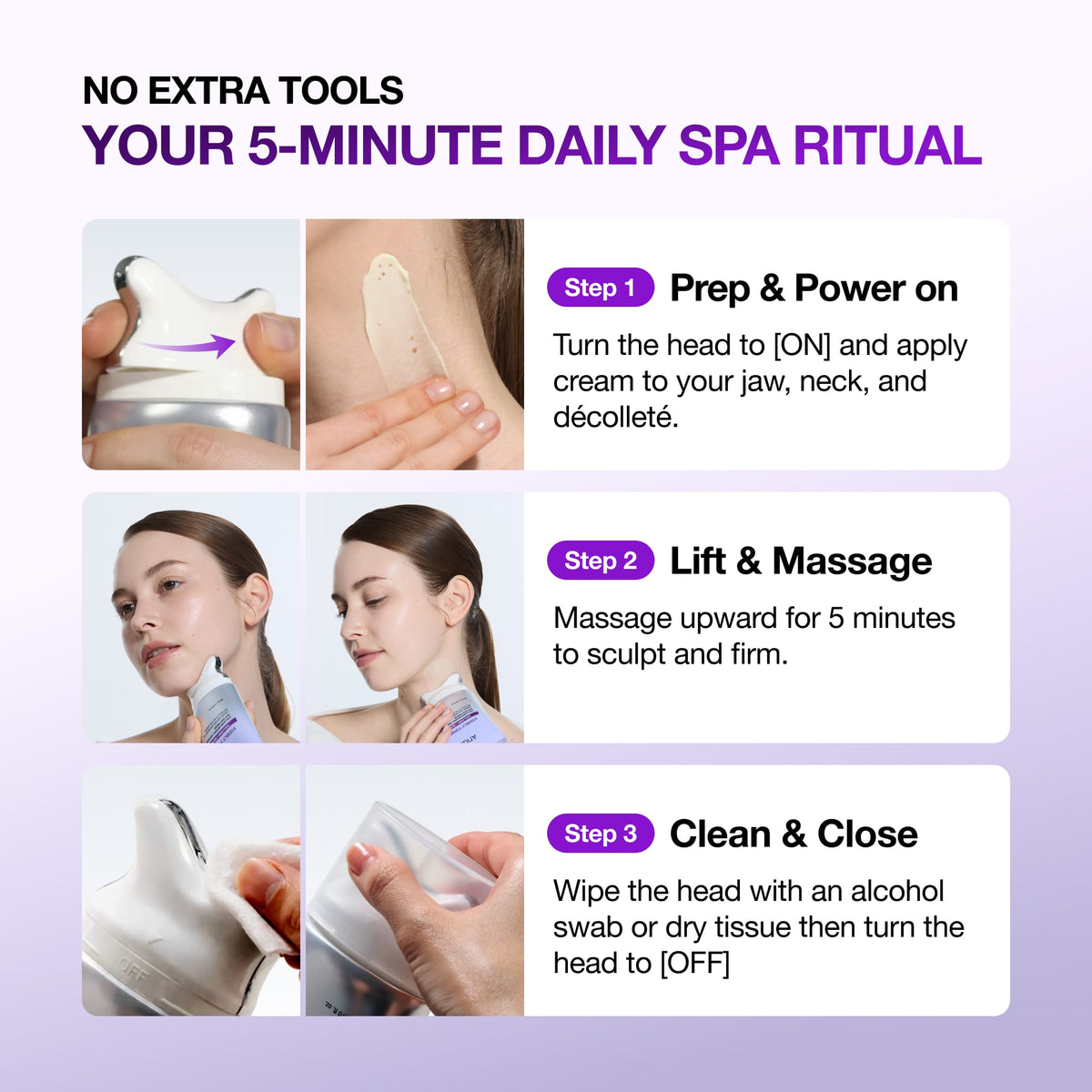 Utilisation en 3 étapes de la crème ANUA Collagen Retinol Gua Sha Cream
