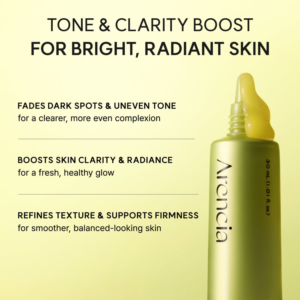 Bienfaits du sérum Arencia Vitamin C Booster Shot : taches, éclat, texture