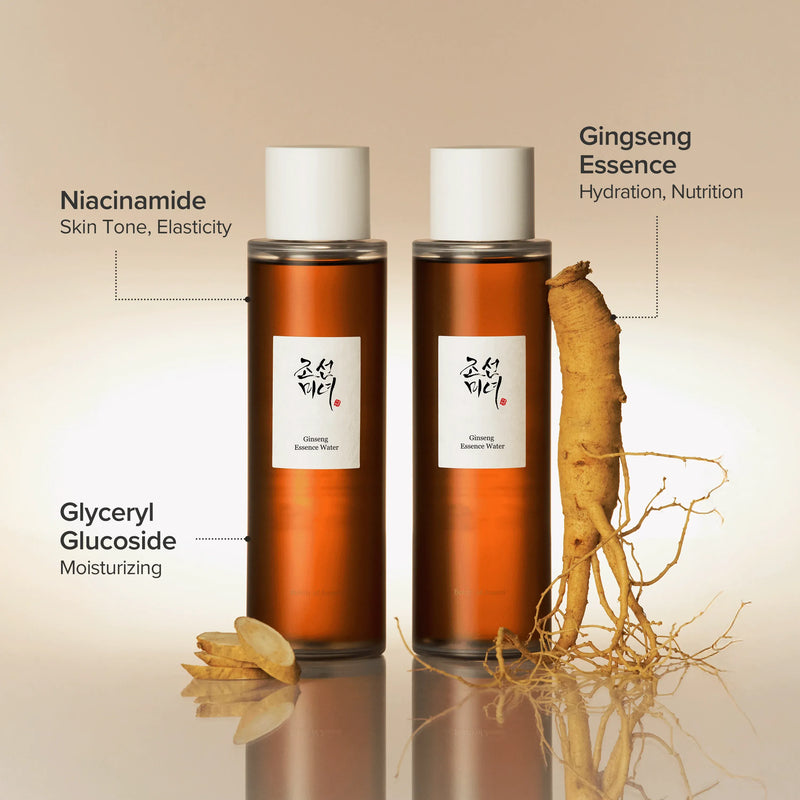 Ingrédients clés de l'essence Beauty of Joseon Ginseng Essence Water : niacinamide, ginseng, glyceryl glucoside