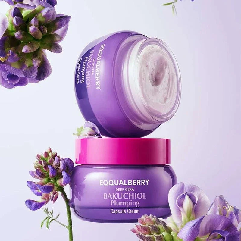 Crème Eqqualberry Bakuchiol Plumping Capsule Cream, mise en scène