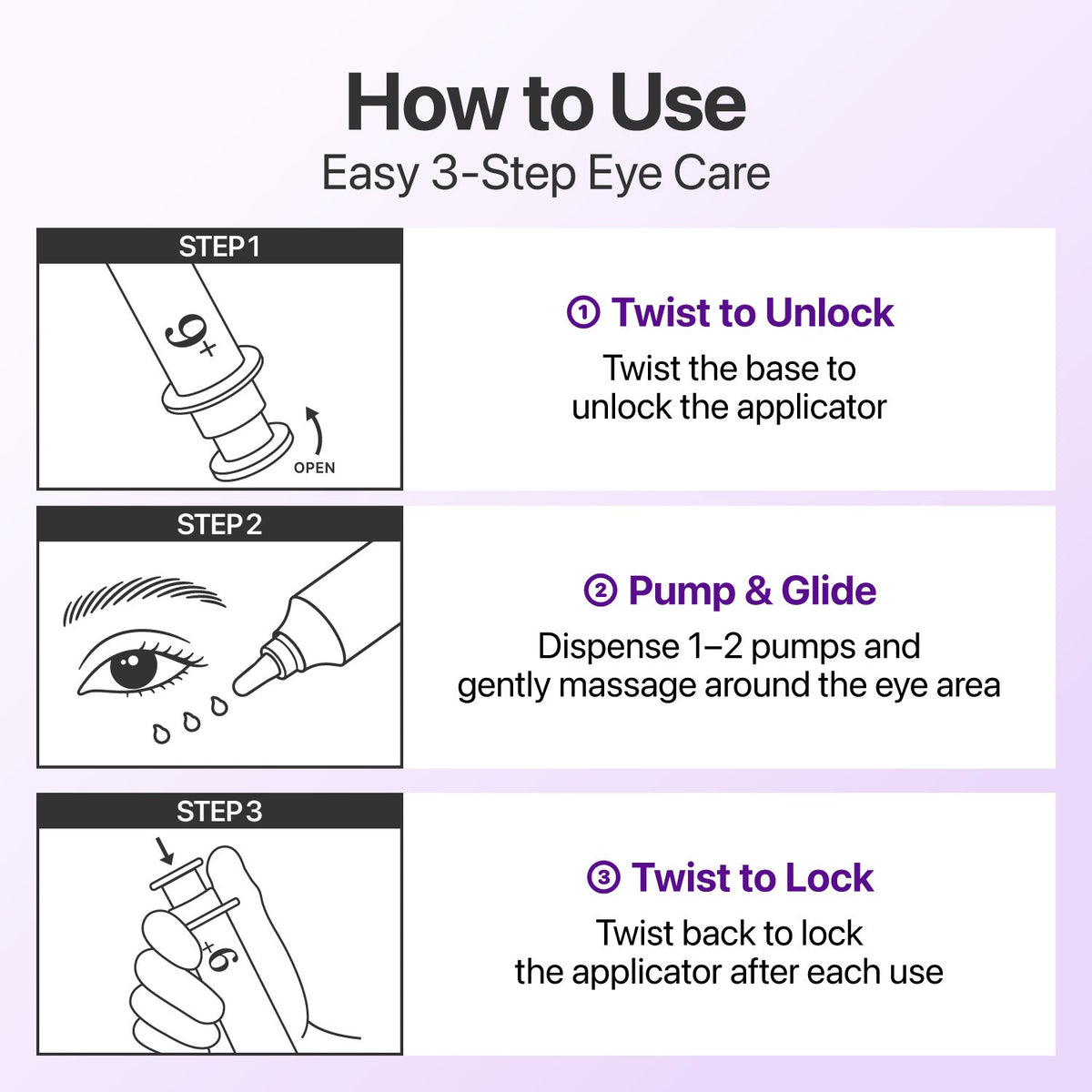 Mode d'emploi de la crème yeux NUMBUZIN No.9 NAD+ Retinol Volumetox