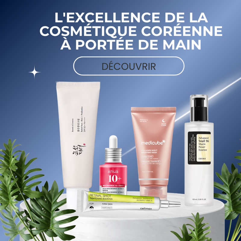 Soins coréens : crème solaire, essence, sérum et crème pour une routine coréenne
