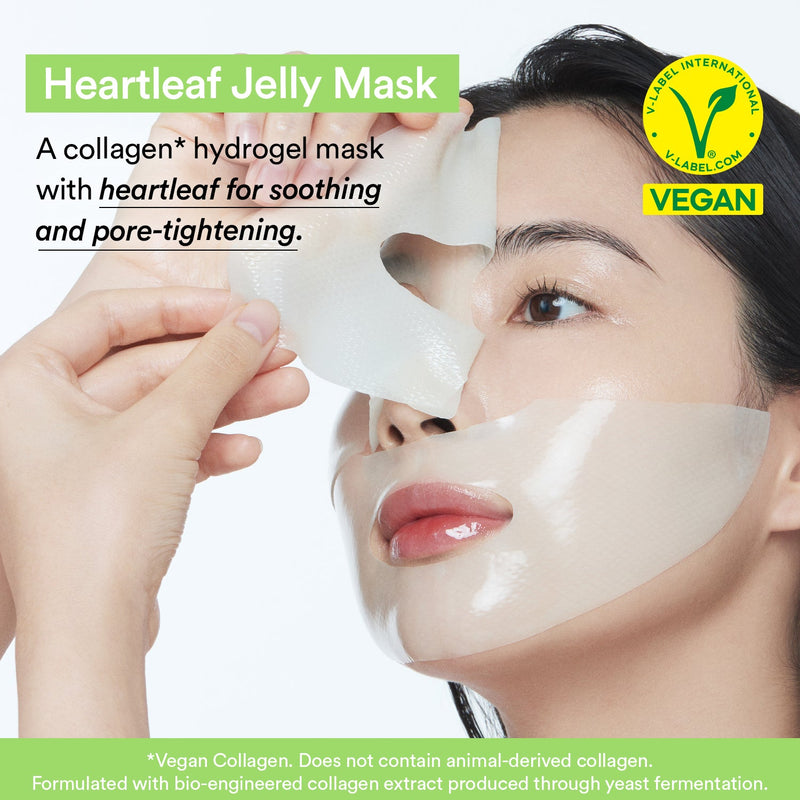 Masque hydrogel Abib Heartleaf Jelly posé sur le visage