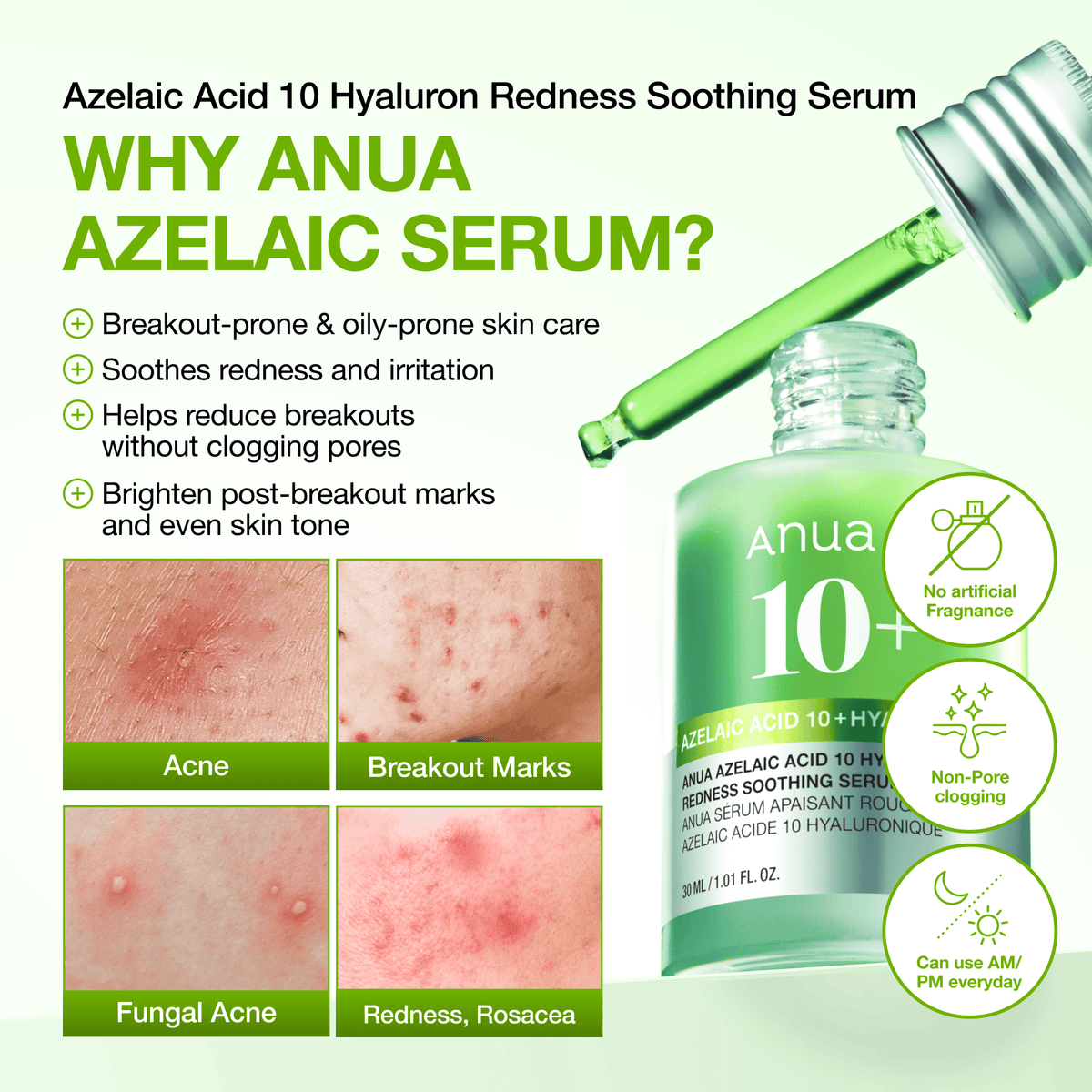 Pourquoi choisir le sérum ANUA Azelaic Acid 10 : imperfections, rougeurs et marques post-imperfections