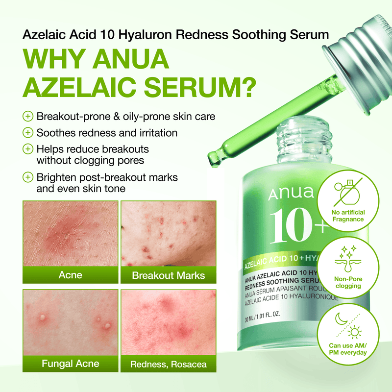 Pourquoi choisir le sérum ANUA Azelaic Acid 10 : imperfections, rougeurs et marques post-imperfections