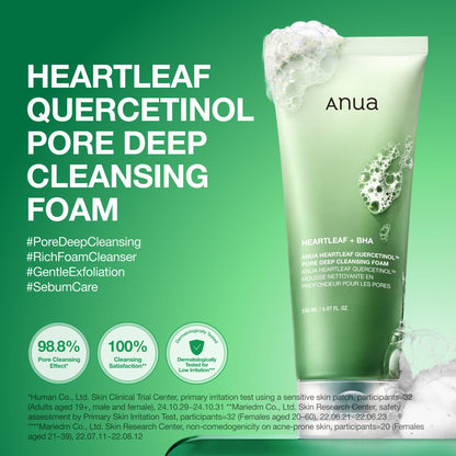 Mousse nettoyante ANUA Heartleaf Quercetinol Pore Deep Cleansing Foam : nettoyage profond des pores