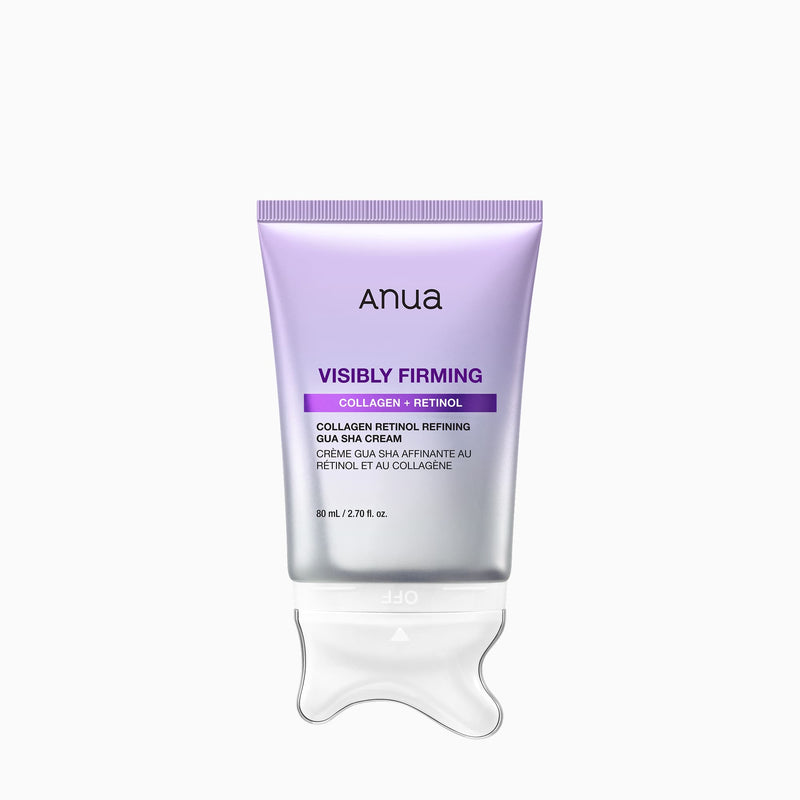 Crème ANUA Visibly Firming Collagen Retinol Gua Sha Cream, tube avec rouleau gua sha intégré
