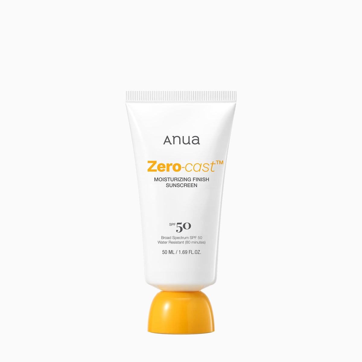 Crème solaire ANUA Zero-cast Moisturizing Finish Sunscreen SPF 50, tube de 50 ml