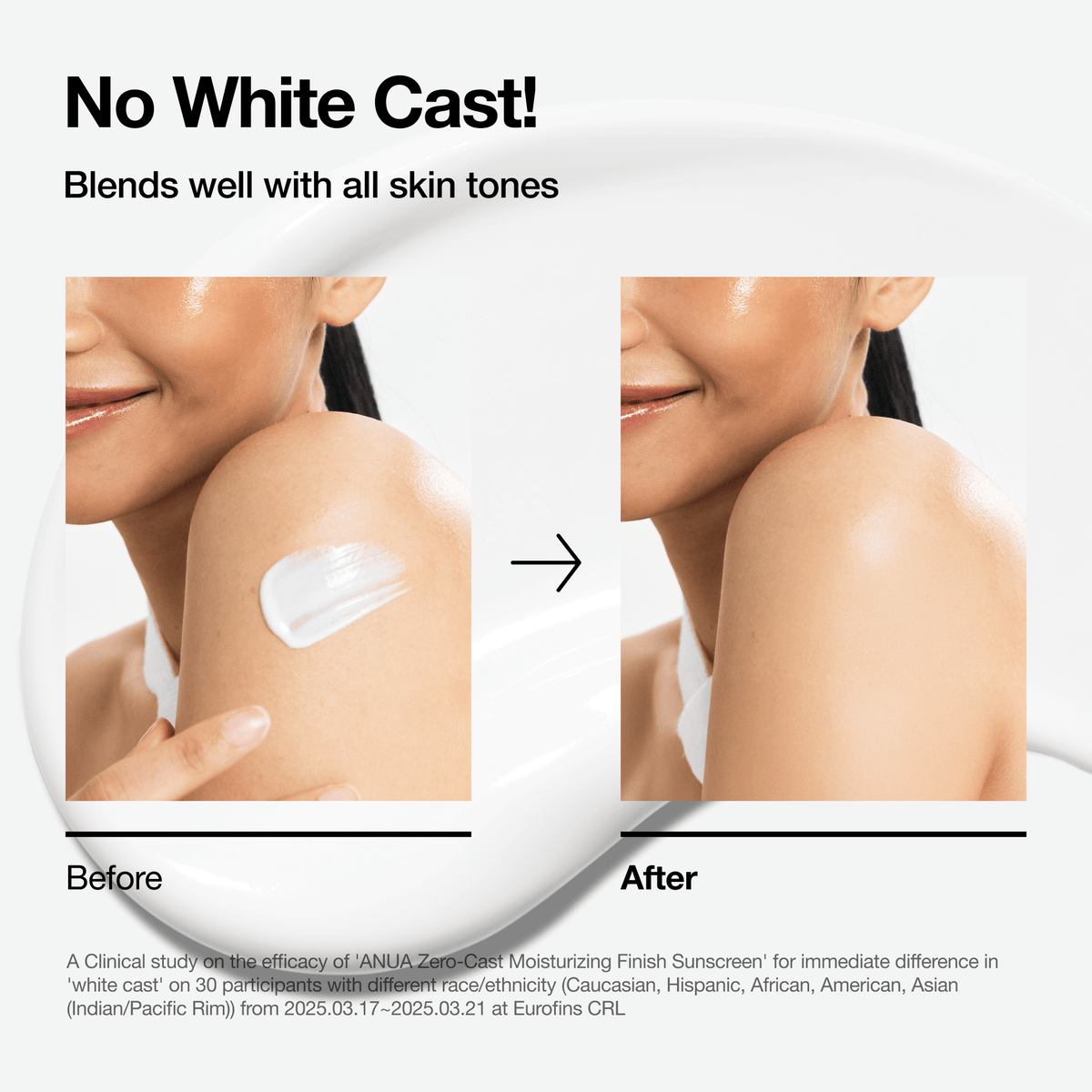 Fini sans trace blanche de la crème solaire ANUA Zero-cast SPF 50