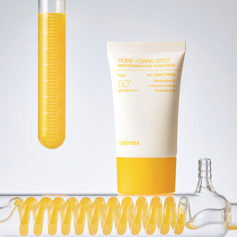 Crème solaire Celimax Pore+Dark Spot Brightening Care Sunscreen, mise en scène