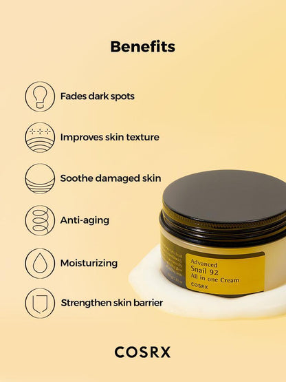 Bienfaits de la crème COSRX Advanced Snail 92 All in One Cream