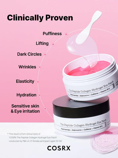Patchs yeux COSRX The Peptide Collagen Hydrogel Eye Patch, pot de 60 patchs