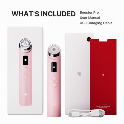Contenu du coffret de l'appareil Medicube AGE-R Booster Pro : appareil, manuel, câble USB